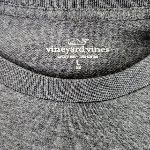 Vineyard Vines Unisex Ski Whale Pocket Tee - Gray Long Sleeve - Size Large - Picture 7 of 8